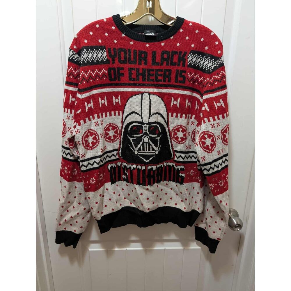 Star Wars Men's Darth Vader Ugly Christmas Sweater Holiday Size L